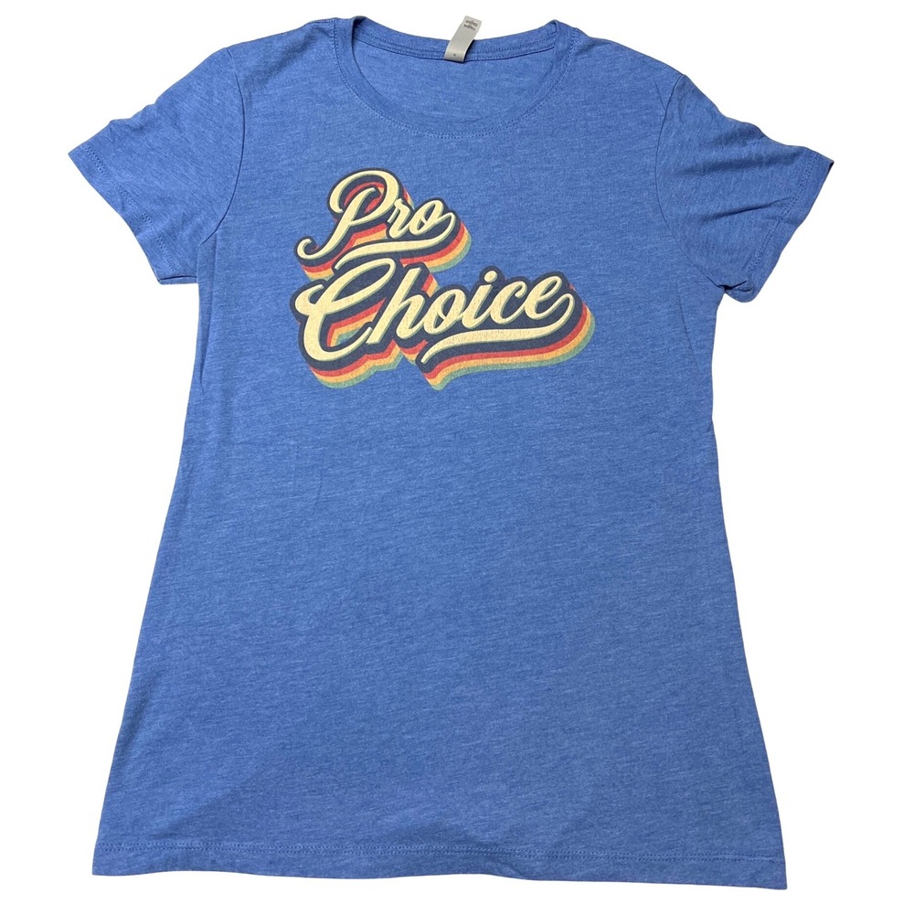 Next Level Women's Pro Choice Graphic T-Shirt Large Blue Soft Cotton Blend‎ EUC